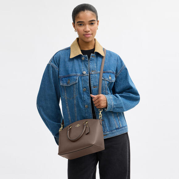 🤎 Coach NWT Dark Stone Sadie Satchel Bag with Crossbody Strap and Gold Hardware - Picture 3 of 8